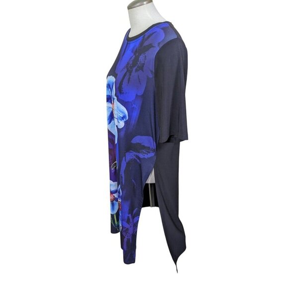 Marallis Collection Dress Cover Up Tunic Women XXL Black Floral High Side Slits - Picture 5 of 7